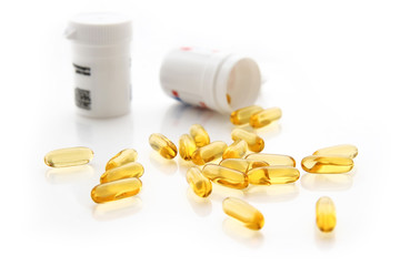 Many yellow transparent pills