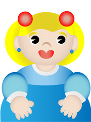 Little Blond Girl in blue dress smiling