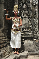 Cambodia, Angkor: Apsara in BAYON temple