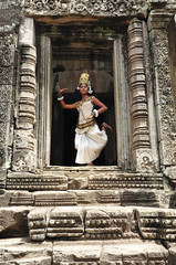 Cambodia, Angkor: Apsara in BAYON temple
