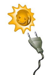 Sonne mit Stecker freigestellt