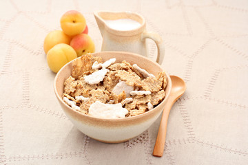 healthy breakfast - musli and fruits