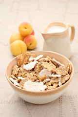 healthy breakfast - musli and fruits