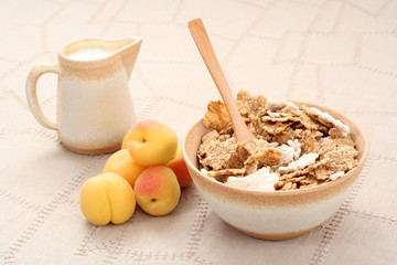 healthy breakfast - musli and fruits