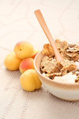 healthy breakfast - musli and fruits