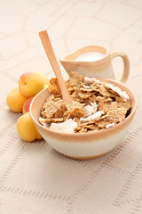 healthy breakfast - musli and fruits
