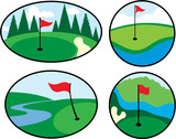 "Black and White Golf Icons" Stock image and royalty-free vector files