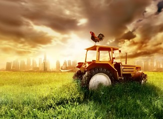 countryside and a city