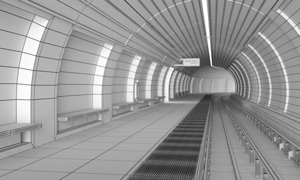 Underground rail - 3D construction wire