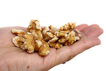 Peeled nuts in a hand