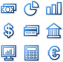 Finance icons, blue contour series