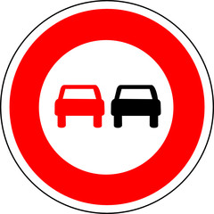 a0151 - Panneau interdiction DOUBLER VOITURE-VOITURE