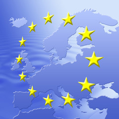 Europe Map With EU Stars