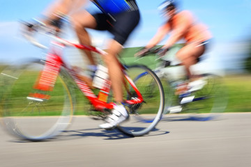 Racing bicycles, motion blur