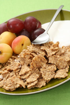 healthy breakfast - musli and fruits