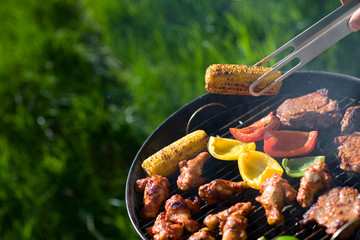 Naklejka premium Grilling at summer weekend