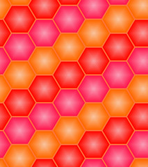 Red hexagon tiles. Seamless vector pattern