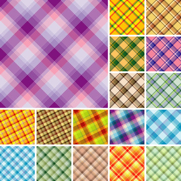 Big collection of seamless plaid patterns. Volume 4