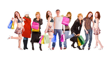 Obraz premium shopping people line