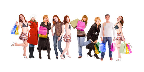 Obraz premium shopping people line