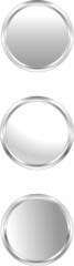 Drei unbeschriftete silberfarbene Web Buttons 