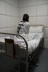 Crazy with a straitjacket in a Psychiatric