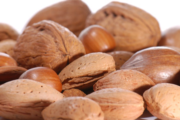 Mix of nuts in close-up