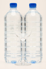 water bottles with wine glass