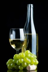 White wine, black background