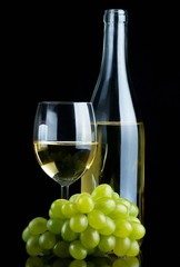 White wine, black background