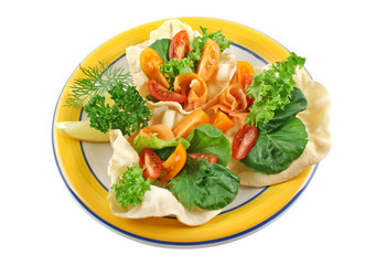 Salmon Pappadums With Garden Salad