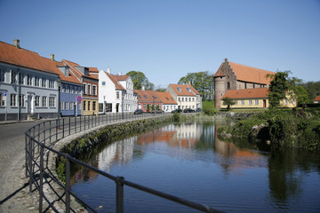 Fototapeta na wymiar Stara część Nyborg, Danii i 800 lat starego zamku