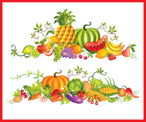 Different varieties of vegetables and fruits