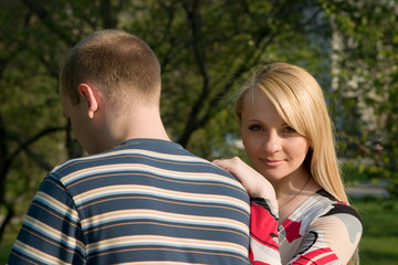 Fototapeta premium Young couple in park.