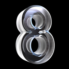 3d number 8 in glass