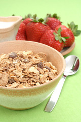 healthy breakfast - musli and strawberries