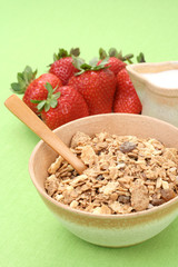 healthy breakfast - musli and strawberries
