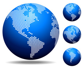 Vector dotted  Map and Globe of the America