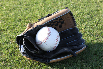 Softball glove centered