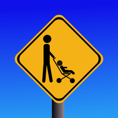 warning parent with strollers sign
