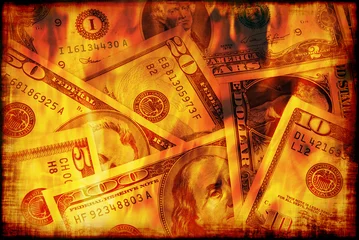 Foto op Plexiglas US money burning © Fyle