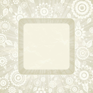 frame of flower on beige background