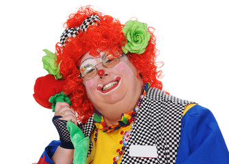 Clown Posing with Rose