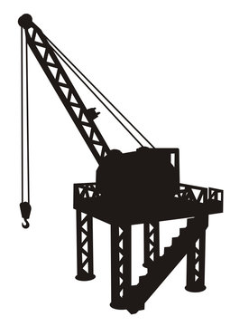 Silhouette of construction platform with crane