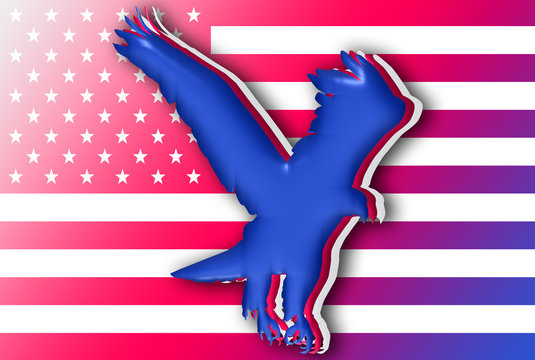 Immagini Stock - Bandiera Americana Ondulata Con Un'aquila Che Simboleggia  Forza E Libertà. Memoriale Del 4 Luglio O Sfondo Del Giorno  Dell'indipendenza. Image 201294671