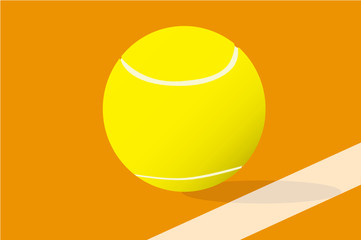 Tennis ball bouncing on clay court