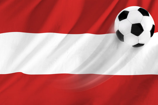 soccer ball on background of the flag austria