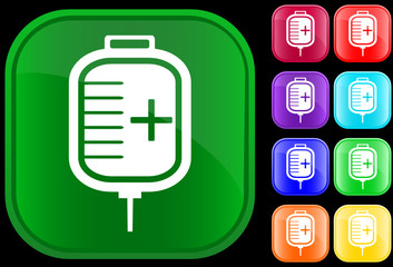 Icon of IV drip on shiny buttons