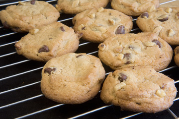 coolling racks with freshly baked cookies