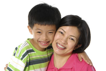 Asian portrait of happy young family